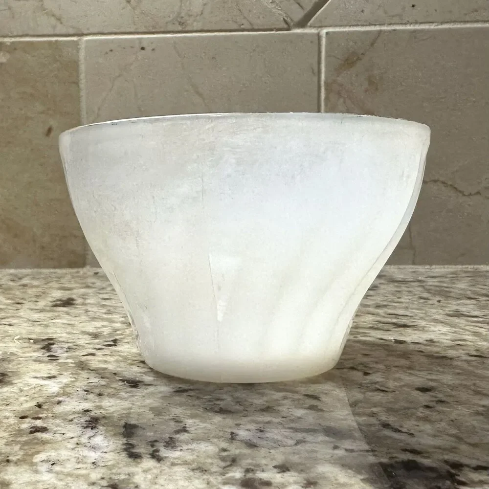 Vtg Anchor Hocking Milk Glass Swirl Tea Coffee Cup Gold Trim Cottage Shabby Chic